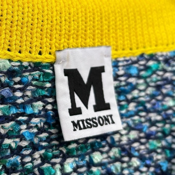 Missoni Tweed Fringe Blue Jacket Cardigan Sweater Size 48 Large 12 - Picture 7 of 15